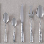 Fortessa Lucca Faceted 18/10 Stainless Steel Flatware Solid Handle Steak Knife, Set of 12, Mirror Polished