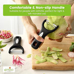 Spring Chef Premium Y & Vegetable Julienne Peeler Set for Kitchen with Stainless Steel Sharp Blades - Carrot Peelers with Comfortable Handles - Perfect for Zucchini, Cucumber, Papaya, Potato - Black