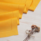 D'Moksha Homes Linen Sunflower Yellow Table Runner 60 Inches - Classic Hemstitch, 100% Pure Linen Coffee Table Runner 14 x 60 Inch Ideal for Dresser Tables - Summer, Fall and Halloween