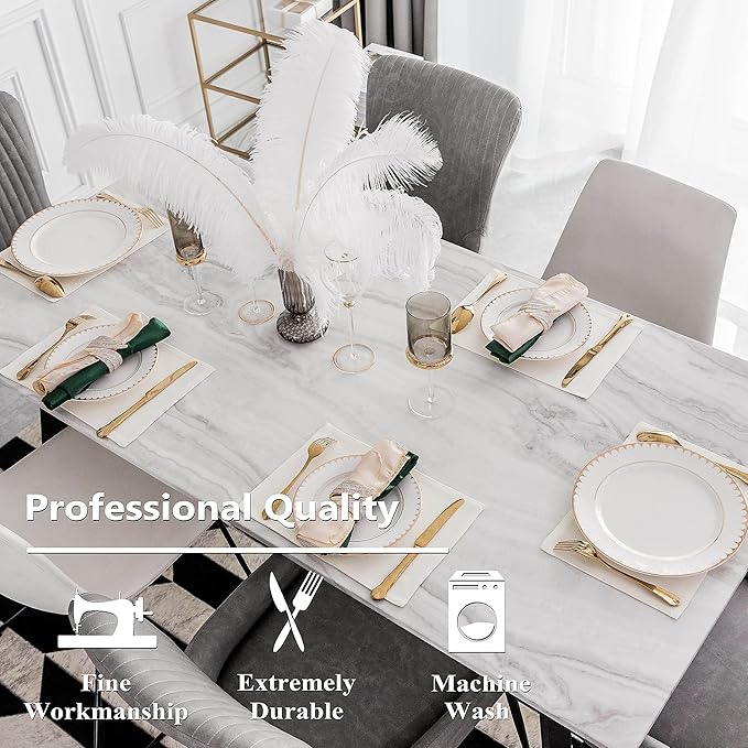 Home Brilliant Placemats Set of 8 Dining Table Placemat Washable Place Mats, 13 x 19 inches, Cream