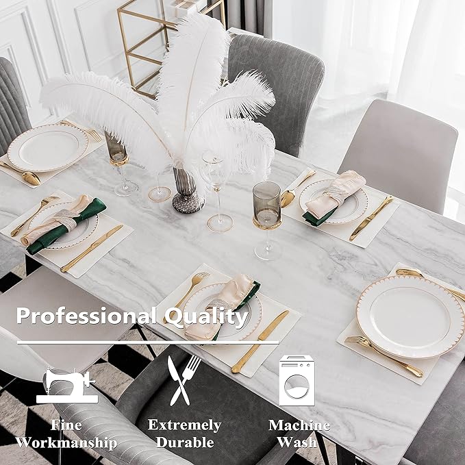 Home Brilliant Placemats Set of 4 Dining Table Placemat Washable Place Mats, 13 x 19 inches, Cream