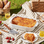 Large Ceramic Casserole Dish with Lid, 4.0 Quart Covered Rectangular Stoneware Baking Dishes for Oven, Deep 9x13 Inch Lasagna Pans for Baking and Serving, Perfect for Christmas Gifts, White