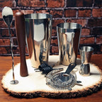 Professional Bartender Kit Cocktail Shaker Set by Toncini | Bartending Tools & Accessories | Stainless Steel Martini Shaker, Strainer, Jigger, Pourers, Muddler, Mixing Spoon, Recipe Book & Velvet Bag