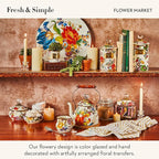 MACKENZIE-CHILDS Enamel Tea Kettle, Stylish Tea Kettle for Stovetop, White Flower Market, 2 Quarts