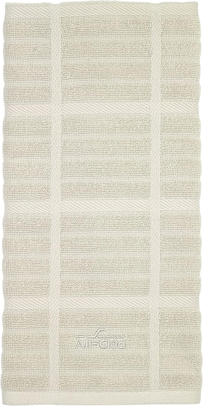 All-Clad Solid Kitchen Towel: Highly Absorbent, Super Soft Long Lasting - 100% Cotton, 17"x30" Tea Towel for Cleaning & Drying Dishes, Pans, Glassware, or Countertops, (1-Pack), Almond