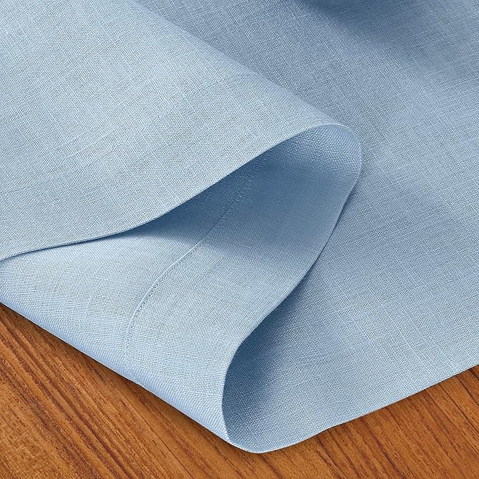 D'Moksha Homes Linen Table Runner 60 Inches - 100% Pure Linen Powder Blue Table Runner 14 x 60 Inch for Coffee Tables, Dresser, Summer, Fall and Halloween - Machine Washable
