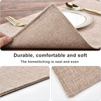 Cloth Placemats Set of 6 - Double Thickened Easy to Clean Linen Style Fabric Placemats - Machine Washable Placemats- Heat Resistant Non-Slip Table Mats - 18x12 Inch (Natural Linen, 6)