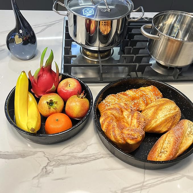 Enamel Roasting Pan Set Round Baking Pans 3pcs 10"/12"/14" Cake Pans High Performance Nonstick- Non-Toxic,PTFE&PFOA Free,Pizza Pan,Cookie Baking Sheets Oven Trays For Cooking