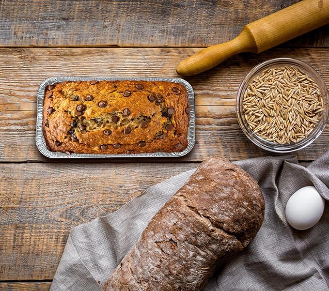 PARTY BARGAINS 2 Lb Aluminum Loaf Pan - 60 Pack, 8.5" x 4.5" x 2.5" Heavy Duty Disposable Bread Pans for Perfect for Baking, Lasagna, Meatloaf & Food Serving (Max 240°C)