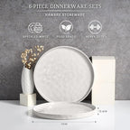 HaWare Stoneware Dinner Plates Set of 6, 10" Heavy Duty Ceramic Plate, Reactive Glaze Ripple Dinnerware for Home Restaurant, Chip and Scratch Resistant, Microwave and Dishwasher Safe, Speckled White