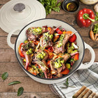 6 Quart Dutch Oven Enameled Cast Iron with Lid - Big Dual Handles - Oven Safe up to 500°F - Classic Round Pot for Versatile Cooking (Cream, 6 QT)