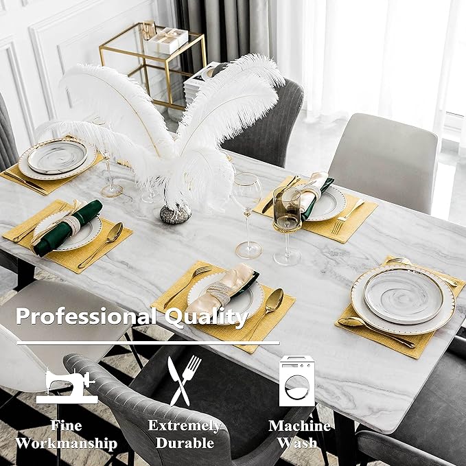 Home Brilliant Cloth Placemats Set of 4 Linen Placemat Washable Heat Resistant Dining Table Place Mats for Kitchen Table Holiday Dinner Fall Decoration, Yellow