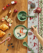 Christmas Tree Spoons, Ceramic Small Serving Spoons for Soups, Cereal, Ice Cream, Condiments, Dips, Charcuterie Boards, Dishwasher & Microwave Safe, Green, Set of 6