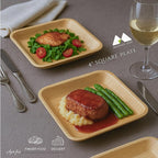 | 4" Square Palm Leaf Plates (50 Pcs) Disposable Plate Bamboo Like Party Pack, Compostable & Biodegradable Plate for Desserts, Eco Friendly Alternative to Plastic Bowl Paper Plates