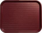 Carlisle FoodService Products Fast Food Cafeteria Tray 14" x 18", Durable Polypropylene with Slip-Resistant Surface, Stackable for Cafes and Schools, BPA-Free, Burgundy (Pack of 12)