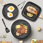 VOTTGO 31 Pcs Pots and Pans Set Non Stick, Black Granite Induction Cookware Set, Non Toxic Healthy RV Kitchen Cooking Set with Silicone Tools and Pot Protectors, PFOA PFOS PFAS Free