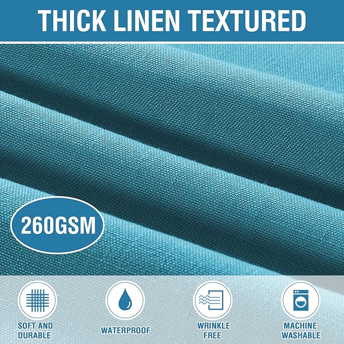 H.VERSAILTEX Linen Textured Table Cloths 54 x 70 Inch Premium Solid Tablecloth Spill-Proof Waterproof Table Cover for Dining Buffet Feature Extra Soft and Thick Fabric Wrinkle Free, Teal