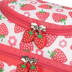 Insulated Kids Dual Compartment Lunch Bags Tote for Girls Boys Toddler Lunch Boxes Pre-School Toddler Kindergarten Picnic Camp Food Cooler Thermal with Strap (Bright Strawberry)
