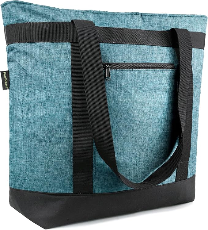 BeeGreen Cooler Bag Soft Leakproof Insulated Tote with Zipper for Beach Travel Grocery