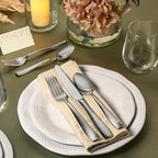 Hudson Essentials 65-Piece Hammered 18/10 Stainless Steel Silverware Cutlery Set, Flatware Service for 12