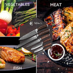 Wakoli EDIB 6-Piece Damascus Knife Set – Complete Japanese Style Kitchen Knives Collection | Genuine Damascus Steel Blades with VG10 Core | Ergonomic Pakkawood Handles | Professional Knife Gift Set