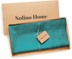 Solino Home Linen Square Tablecloth 52 x 52 Inch - 100% Pure Linen Teal Table Throw - Classic Hemstitch, Machine Washable Table Cloth for Summer, Fall, Autumn