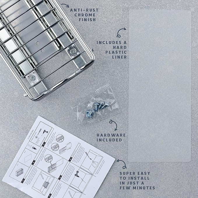 Pull Out Cabinet Organizer for Spices, Cans - Heavy Duty with Lifetime Limited Warranty- Pull Out Spice Rack- Cabinet Pull Out Shelf for Cans,Dishes, Etc, 4-1/2"W x 10-1/2"D x 2-3/4”H, Chrome