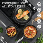 KITEXPERT Non Stick Frying Pans Set, Titanium Ceramic Pan with Lids, Nonstick Skillet Stainless Steel, PFAS PFOA & PTFE Free, Dishwasher & Oven Safe, All Cooktops Compatible, 3 Piece (8, 10, 12")