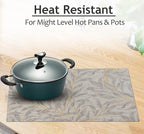 Ruvanti Placemats 100% Cotton 13x19 Inch, Dining Table Placemats Set of 6, Modern Place Mats for Dining Table Decor, Kitchen & Table Linens, Coffee Mat for Christmas Dinners - Leafy