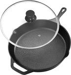 Utopia Kitchen Saute Fry Pan Pre-Seasoned Cast Iron Skillet With Lid, Frying Pan, Cast Iron Pan, Safe Grill Cookware for Indoor & Outdoor Use (1, Black, 10 Inch)