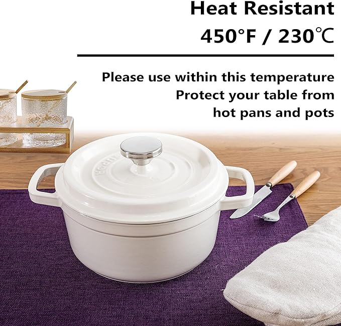 Home Brilliant Cloth Placemats Set of 8 Heat Resistant Dining Table Place Mats for Kitchen Table, 13 x 19 inches, Purple