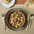 Gibson Elite Menlo Park 16-Piece Pottery Clay Stoneware Dinnerware Set – Assorted Color Reactive Glaze, Organic Shape Embossed Plates and Bowls W/Pasta Bowl, Service for 4 Microwave Dishwasher Safe