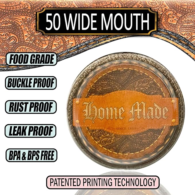 Supa Ant Thickest Canning Lids Wide Mouth (50 Pcs.) Food Grade Tin - Can Lids for Canned Food - Buckle Proof & Rust Proof Lid for Canning Kit for Wide Mouth Mason Jars (Leatherback) Canning Supplies