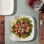 Corelle Vitrelle 18 Piece Glass Dinnerware Sets Rectangular Square Plate and Bowl Set Service for 6, Triple Layer Chip & Crack Resistant Glass Plate and Bowl Sets, Wandering Grove