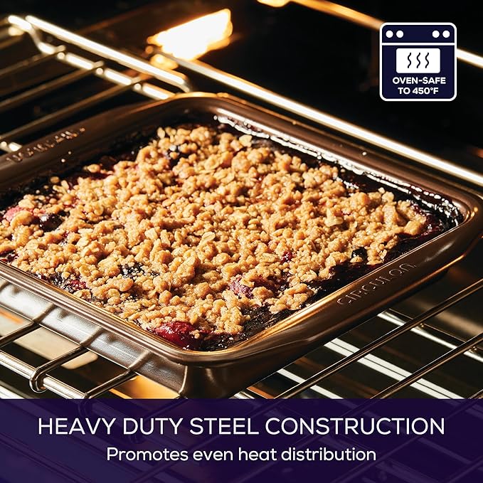 Circulon Nonstick Bakeware Nonstick Baking Pan / Nonstick Cake Pan, Square - 9 Inch, Brown, Chocolate