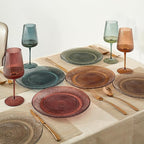 Vintage Crystal Colored Plates | Set of 6 Plates | Pastel Colors 10.6" Dinner & Charger Plate - Server, Charger, Server, Appetizer, Snack, Fruit, Housewarming Gift | Hand Wash Only | 100% FREE LEAD