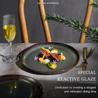 HaWare Stoneware Dinner Plates Set of 6, 10" Heavy Duty Ceramic Plates, Reactive Glaze Dinnerware for Home Restaurant, Chip and Scratch Resistant, Microwave and Dishwasher Safe, Reactive Moss Green