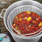 Hike Crew 60QT Outdoor Boiling Kit with Igniter| 110,000 BTU Seafood Boiler Set for Steaming or Cooking Fish, Crawfish, Crab & More | Includes Pot, Lid, Strainer, Burner Stand and Storage Cover