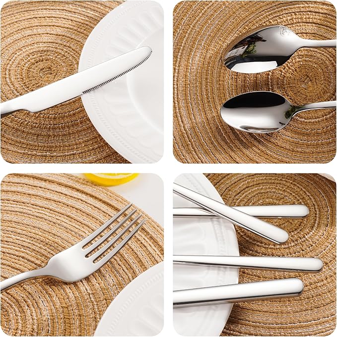 20 Piece 18/10 Stainless Steel Silverware, Rust Proof Flatware Set for 4, Heavy Duty Silverware Set, fork Spoon Knife Set, Dishwasher Safe