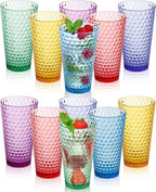Laguna Plastic Drinking Glasses, Premium Quality Durable BPA-Free Water Tumblers, Dishwasher-Safe, Stackable Cups in Assorted Colors, 18 oz Set of 12