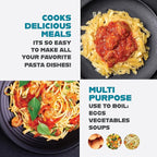 Gotham Steel 5 Quart Stock Pot Ceramic Multipurpose Pasta Pot with Strainer Lid & Twist and Lock Handles, Tempered Glass Lid, Dishwasher Safe, Aqua Blue