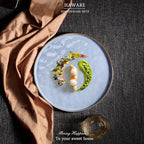 HaWare Stoneware Dinner Plates Set of 6, 10" Heavy Duty Ceramic Plate, Reactive Glaze Ripple Dinnerware for Home Restaurant, Chip and Scratch Resistant, Microwave and Dishwasher Safe, Reactive Blue