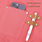 AFUN Chef Aprons for Women Men with Large Pockets, Cotton Canvas Cross Back Water Repellent Work Apron, Size M to XXL (Pink)