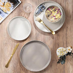 HaWare Stoneware Dinnerware Sets, 24-Piece Plates and Bowls Set for 8, Dishes Set for Home Restaurant, Speckled Multicolor