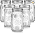 6 Pack 32 oz Wide Mouth Mason Jars with Airtight Lids - Glass Canning Jars for Food Preservation, Storage, Pickling, Crafts & DIY Projects, Durable Quart Glass Jars Dishwasher Safe