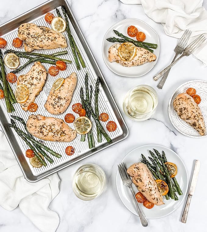 USA Pan Bakeware Half Sheet Pan, Set of 2 Baking Sheets, Aluminized Steel