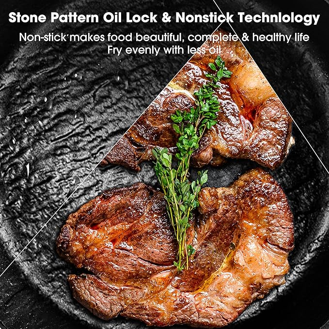 imarku Non Stick Frying Pans - 12 inch Frying Pan Nonstick Skillet, Large Frying Pans Nonstick Dishwasher Safe for Cooking with Cool Stainless Steel Handle,Easy Cleanup, Best Gifts