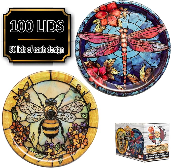 Supa Ant Canning Lids Regular Mouth (100pcs) Decorative Tin Canning Lids Regular Mouth (Glass Window) Buckle Proof and Rust Proof - Perfect Fit Can Lid for Mason Jars Canning Supplies