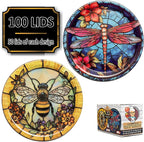 Supa Ant Wide Mouth Canning Lids (100pcs) Decorative Tin Canning Lids Wide Mouth (Glass Window) Buckle Proof and Rust Proof - Perfect Fit Can Lid for Mason Jars Canning Supplies