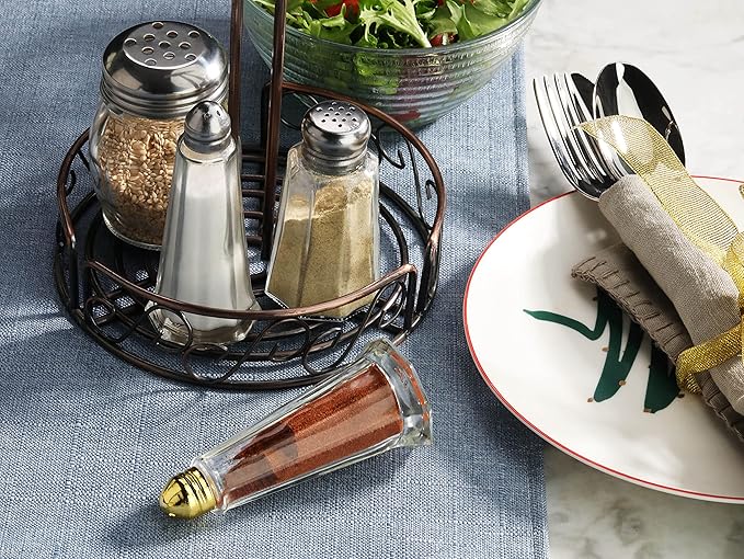 New Star Foodservice 22407 Glass Tower Salt and Pepper Shaker with Stainless Steel Top, 1-Ounce, Set of 12